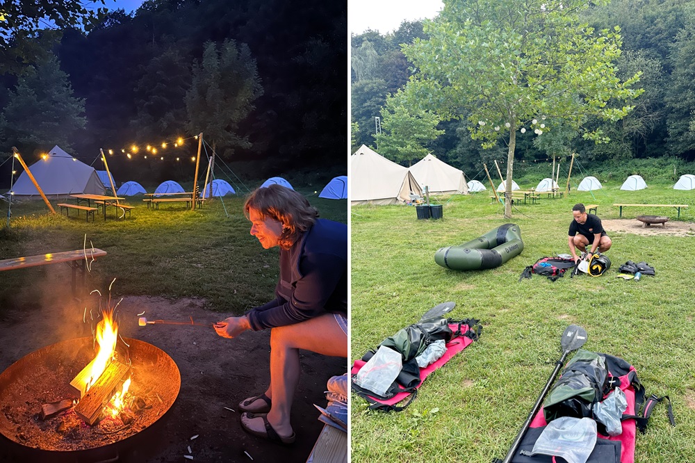 Préparation de l’équipement de packraft au camp de base Packraft Travel en Allemagne